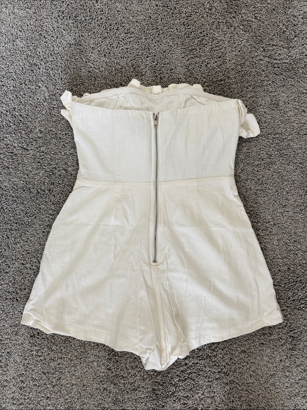 Princess Polly Cream Strapless Ruffle Romper - Picture 3 of 3